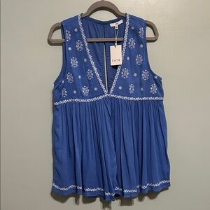 Fate Royal Blue Embroidered Blouse